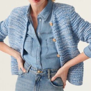 ba&sh Blue Textured Cardiga